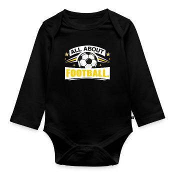 Alles rund um Fußball - Baby Bio-Langarm-Body - Schwarz - Vorne