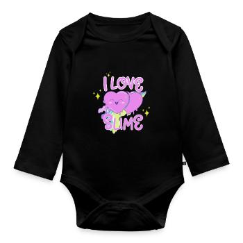 I Love Slime Girls Toddler Preschool Kindergarten - Organic Longsleeve Baby Bodysuit - black - Front