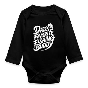 Dad's favorite fishing buddy - Organic Longsleeve Baby Bodysuit - black - Front