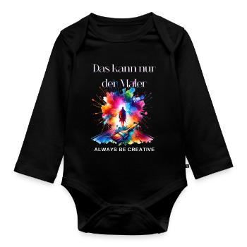 Maler Geschenk - Lustiger Maler Spruch  - Baby Bio-Langarm-Body - Schwarz - Vorne