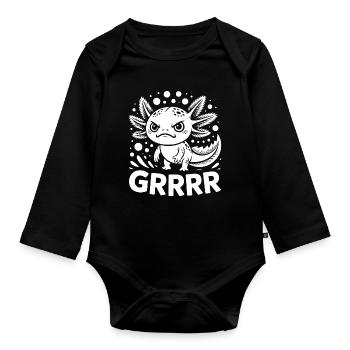 Grump Axolotl - Baby Bio-Langarm-Body - Schwarz - Vorne