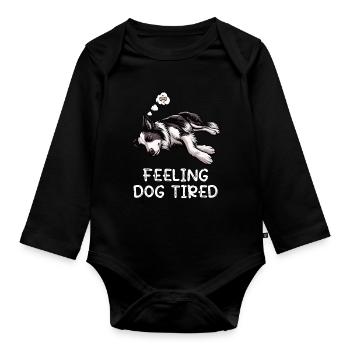 Propriétaire de Border Collie Collie fatigué - Body Bébé bio manches longues - noir - Devant