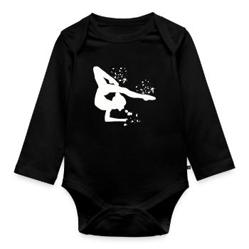Gymnaste avec massues gymnastique rythmique - Body Bébé bio manches longues - noir - Devant