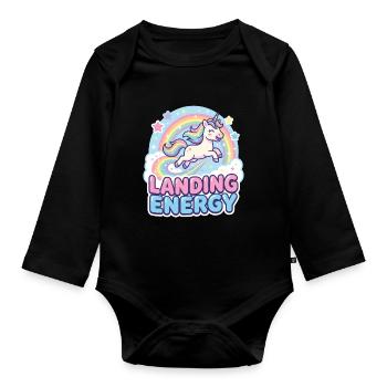 Landing Energy Unicorn Rainbow - Organic Longsleeve Baby Bodysuit - black - Front