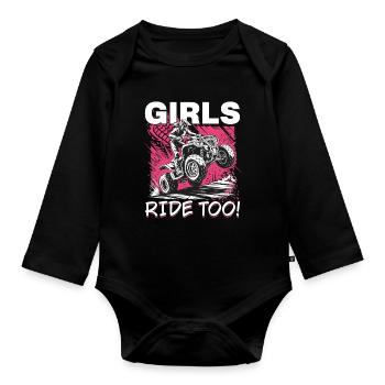 Quad ATV Woman Girl Four Wheeler - Organic Longsleeve Baby Bodysuit - black - Front