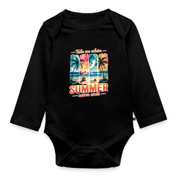 Bring mich dorthin, wo der Sommer nie endet - Baby Bio-Langarm-Body - Schwarz - Vorne