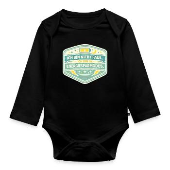 Ich bin im Energiesparmodus - Baby Bio-Langarm-Body - Schwarz - Vorne