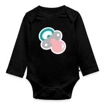schnuller - Baby Bio-Langarm-Body - Schwarz - Vorne