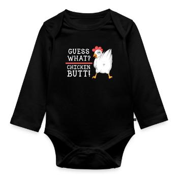 Devinez quoi, chemise en cul de poulet - Body Bébé bio manches longues - noir - Devant