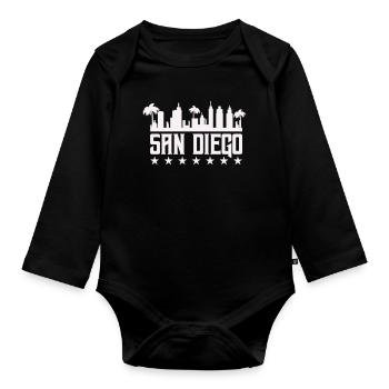 San Diego Skyline Palm Vista - Body Bébé bio manches longues - noir - Devant
