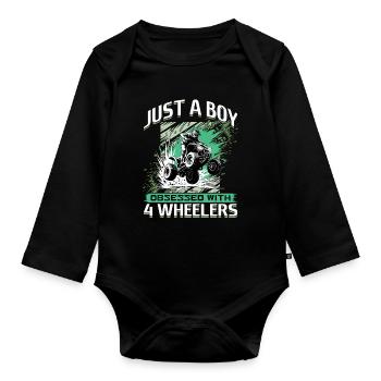 Quad ATV Garçons Hommes Quad Wheeler - Body Bébé bio manches longues - noir - Devant