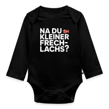 Na Du Kleiner Frechlachs Gamer Lachs Meme Zocker - Baby Bio-Langarm-Body - Schwarz - Vorne