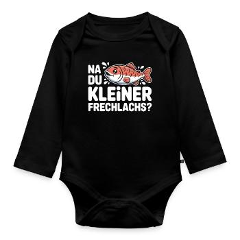 Na Du Kleiner Frechlachs Gamer Lachs Meme Zocker - Baby Bio-Langarm-Body - Schwarz - Vorne