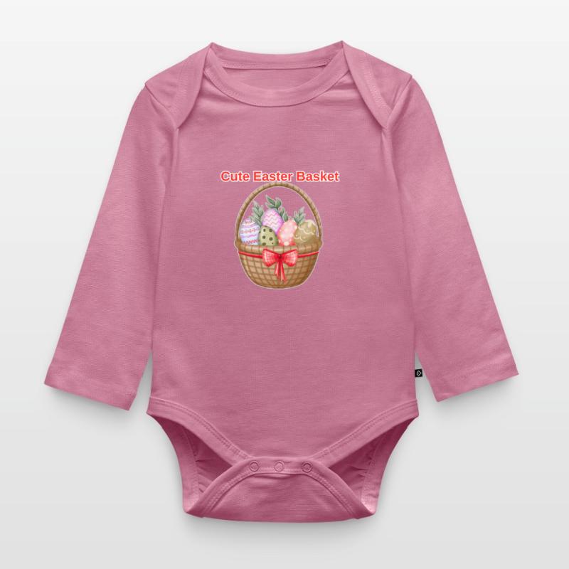 Cute Easter Basket Shirt – Easter Eggs Tee Organic Longsleeve Baby Bodysuit
