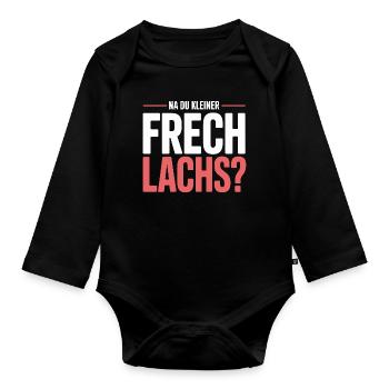 Na Du Kleiner Frechlachs Gamer Lachs Meme Zocker - Baby Bio-Langarm-Body - Schwarz - Vorne