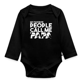Mes personnes préférées m’appellent papa frisbee dad - Body Bébé bio manches longues - noir - Devant