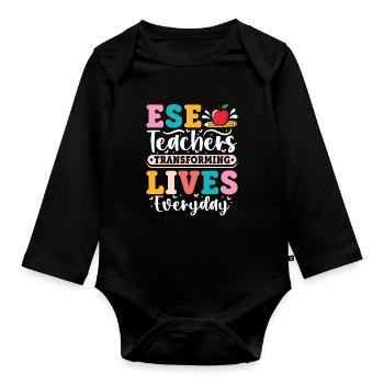 Geschenke für ESE-Lehrer - Baby Bio-Langarm-Body - Schwarz - Vorne