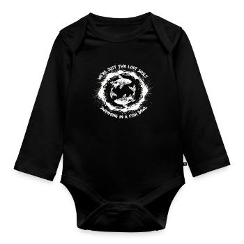 Poisson koi Yin Yang Pêcheur Chantant Chemise - Body Bébé bio manches longues - noir - Devant