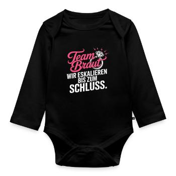 Team Braut Wir Eskalieren Crew Squad JGA Frauen - Baby Bio-Langarm-Body - Schwarz - Vorne