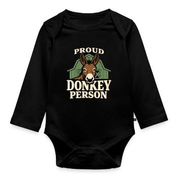 Esel-liebhaber Esel Lustiger Esel Bauernhoftier - Baby Bio-Langarm-Body - Schwarz - Vorne