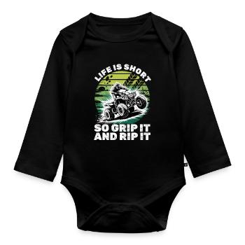 Quad ATV Boy Men Four Wheeler - Organic Longsleeve Baby Bodysuit - black - Front