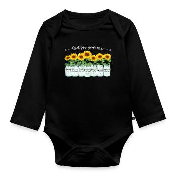 Inspirierende Christliche Sonnenblumen Jesus - Baby Bio-Langarm-Body - Schwarz - Vorne