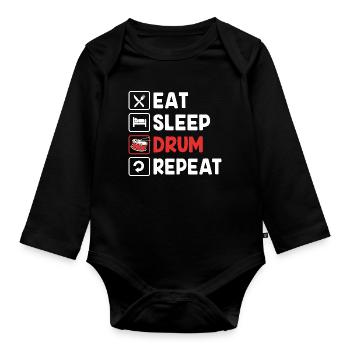 Schlagzeug Schlagzeuger Drumsticks - Baby Bio-Langarm-Body - Schwarz - Vorne