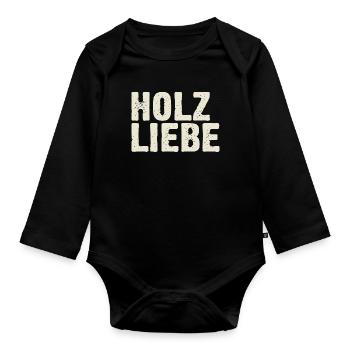 Holzliebe - Vintage Retro Design für Schreiner - Baby Bio-Langarm-Body - Schwarz - Vorne