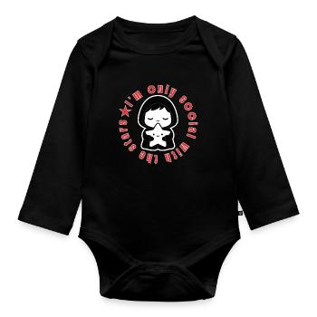 Introvertierter Étoile Social With The Stars - Baby Bio-Langarm-Body - Schwarz - Vorne