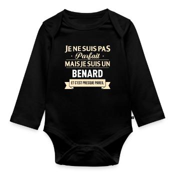 Je Ne Suis Pas Parfait Mais Je Suis Un Benard E... - Body Bébé bio manches longues - noir - Devant