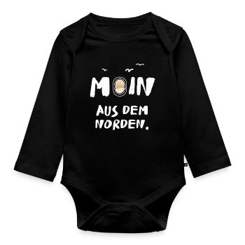 moin aus dem norden - Baby Bio-Langarm-Body - Schwarz - Vorne