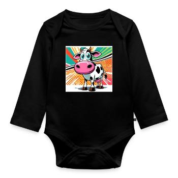 Kuh - Baby Bio-Langarm-Body - Schwarz - Vorne