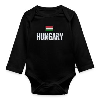 Hungarian flag, Hungarian patriot - Organic Longsleeve Baby Bodysuit - black - Front