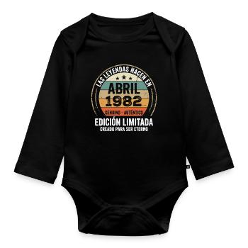 Avril 1982 Cadeau 44e Anniversaire Avril 1982 - Body Bébé bio manches longues - noir - Devant