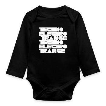 Techno Electro Trance music - Organic Longsleeve Baby Bodysuit - black - Front
