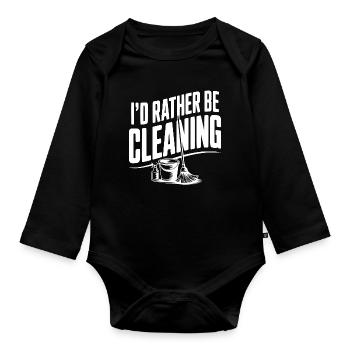 Je préfère nettoyer - Body Bébé bio manches longues - noir - Devant