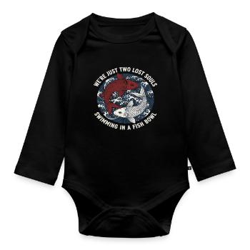 Koi Fisch Japan Tattoo Spruch - Baby Bio-Langarm-Body - Schwarz - Vorne