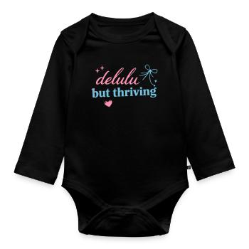 Delhu Thriving Script Logo - Baby Bio-Langarm-Body - Schwarz - Vorne