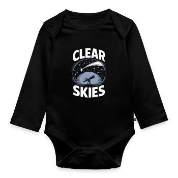 Clear Skies Teleskop Sternengucker - Baby Bio-Langarm-Body - Schwarz - Vorne