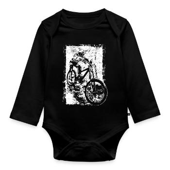 BMX VTT Descente Grunge Silhouette Grunge - Body Bébé bio manches longues - noir - Devant