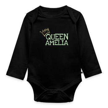 Amelia - Baby Bio-Langarm-Body - Schwarz - Vorne