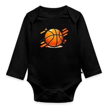 Dynamic Basketball Neon Orange - Organic Longsleeve Baby Bodysuit - black - Front