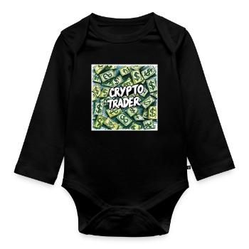 Crypto Trader Money Rain - Organic Longsleeve Baby Bodysuit - black - Front