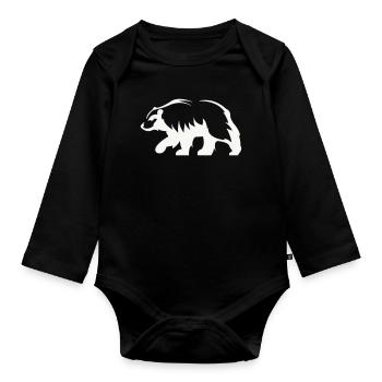 Bär Silhouette - Baby Bio-Langarm-Body - Schwarz - Vorne