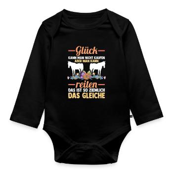 Reiten Pferdeliebhaber Reiterhof Pferde - Baby Bio-Langarm-Body - Schwarz - Vorne