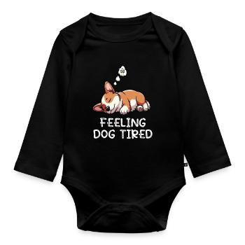 Se sentir fatigué par le chien Corgi Corgi - Body Bébé bio manches longues - noir - Devant