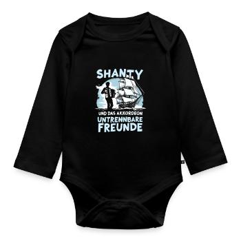Shanty und das Akkordeon - Untrennbare Freunde - Baby Bio-Langarm-Body - Schwarz - Vorne