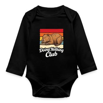 Capybara Doing Nothing Club Shirt Lustig Geschenk - Baby Bio-Langarm-Body - Schwarz - Vorne