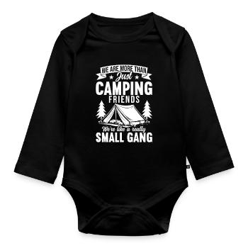 Camping Lagerfeuer Camper Outdoor Nature Berge - Baby Bio-Langarm-Body - Schwarz - Vorne