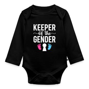 Gardienne du design des empreintes de genre - Body Bébé bio manches longues - noir - Devant